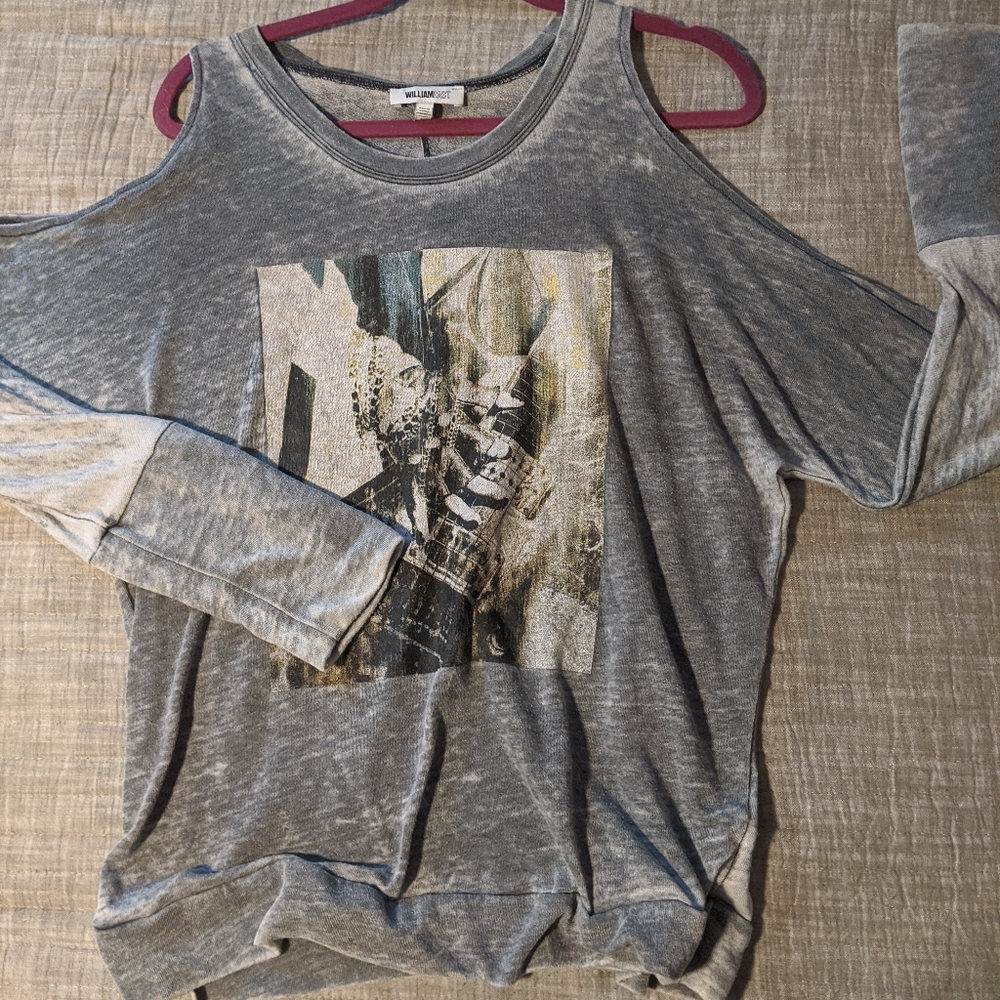 Cold Shoulder, Long Sleeve Graphic Tee